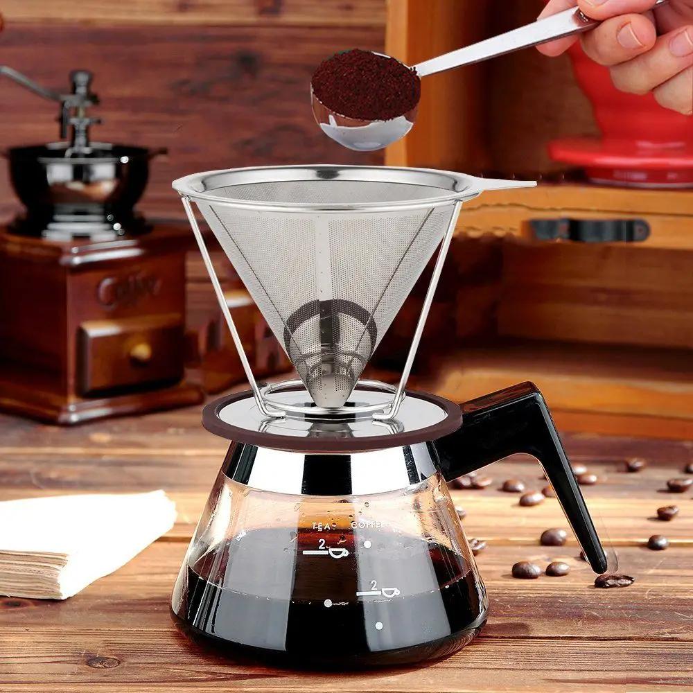 304 Stainless Steel Coffee Filter Reusable Filtro Cafe Holder Double Layer Mesh Basket Cone Dripper V60 Coador De Café Inox
304 Stainless Steel Coffee Filter Reusable Filtro Cafe Holder Double Layer Mesh Basket Cone Dripper V60 Coador De Café Inox