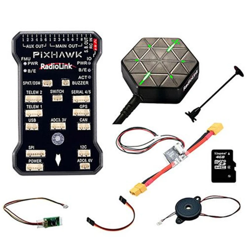 

Radiolink Pixhawk PIX APM Flight Controller Combo with GPS Holder M8N GPS Buzzer 4G SD Card Telemetry Module Mounting foam
