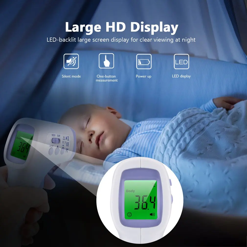 In Stock! Infrared Thermometer Forehead Baby Portable Non-contact child Handheld Body/Object Temperature Measure IR Device
In Stock! Infrared Thermometer Forehead Baby Portable Non-contact child Handheld Body/Object Temperature Measure IR Device
