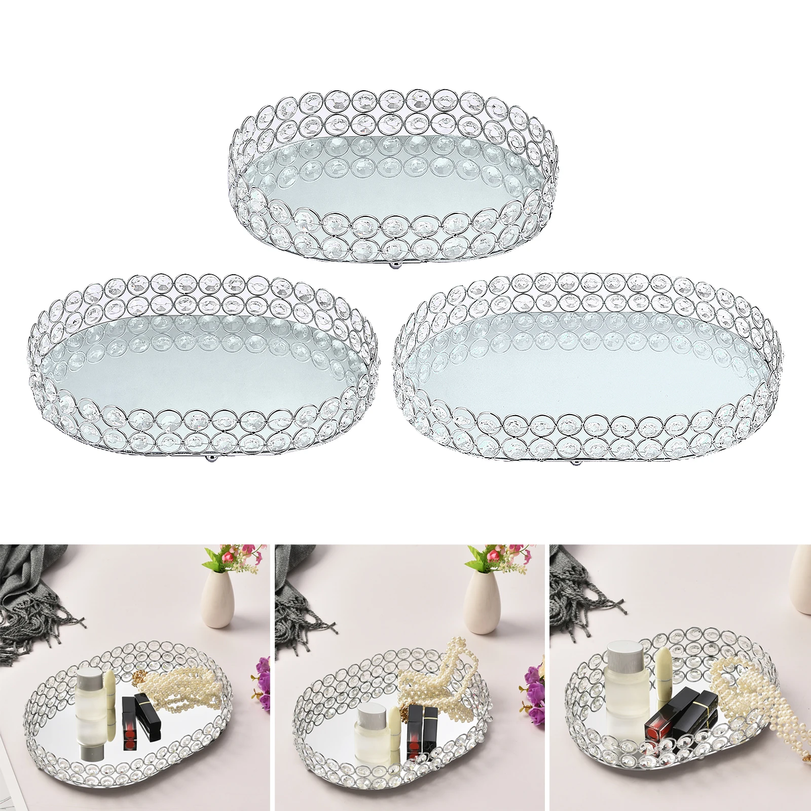 Silver Oval Mirror Glass Decorative Vintage Metal Plate Drink Display Decor Tray
Silver Oval Mirror Glass Decorative Vintage Metal Plate Drink Display Decor Tray