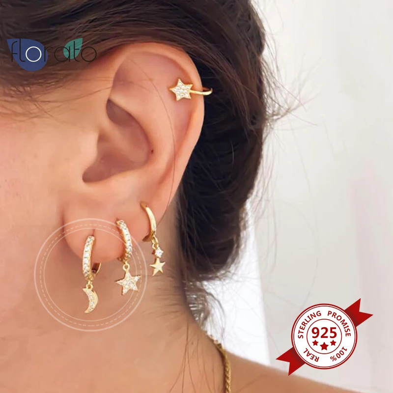 Moon Hoop Earrings Pendant Women 925 Sterling Silver CZ Micro Inlaid Diamond Fashion Luxury Jewelry Custom Female Earrings
Moon Hoop Earrings Pendant Women 925 Sterling Silver CZ Micro Inlaid Diamond Fashion Luxury Jewelry Custom Female Earrings