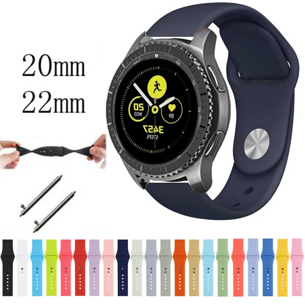 Ремешок для samsung Gear sport s3 s2 Классический резиновый ремешок galaxy watch 22 мм 20 46 42 huami amazfit