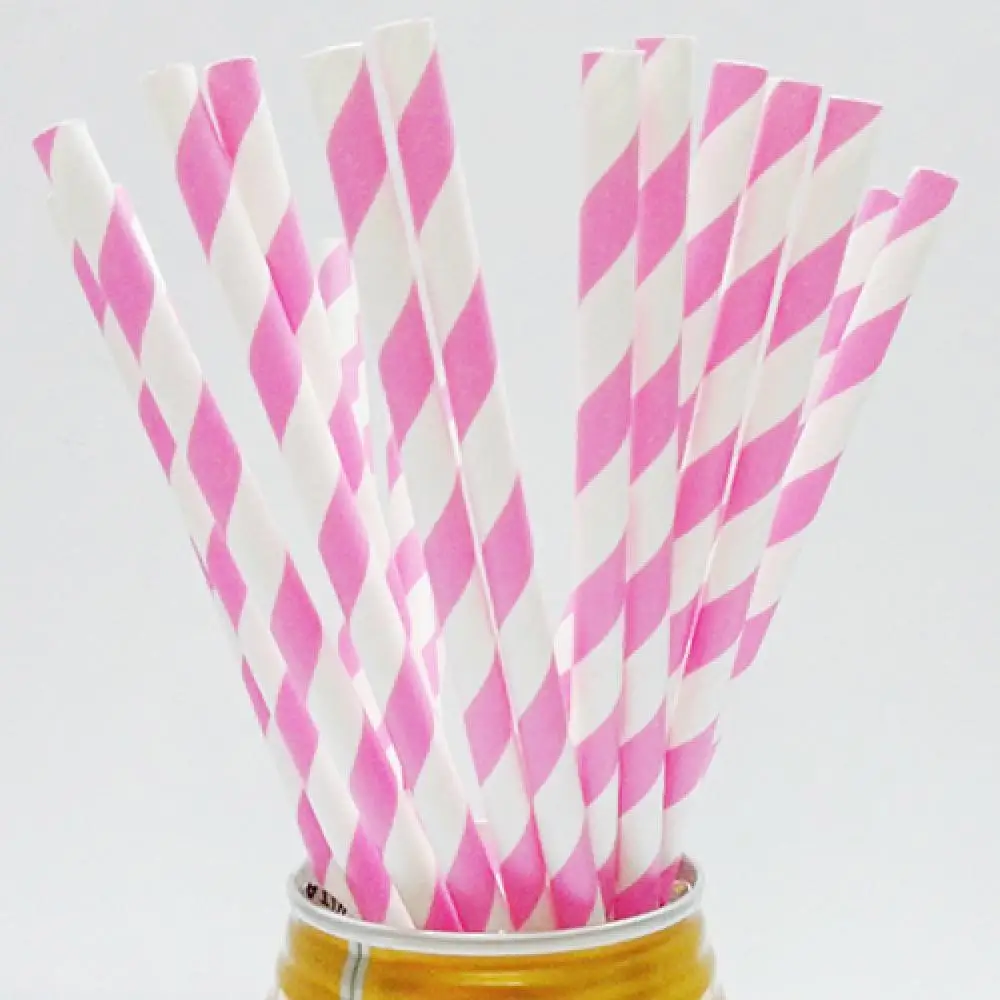 

25Pcs Biodegradable Stripes Paper Straws Wedding Party Disposable Tableware Striped Paper Drinking Straws Bar Accessories