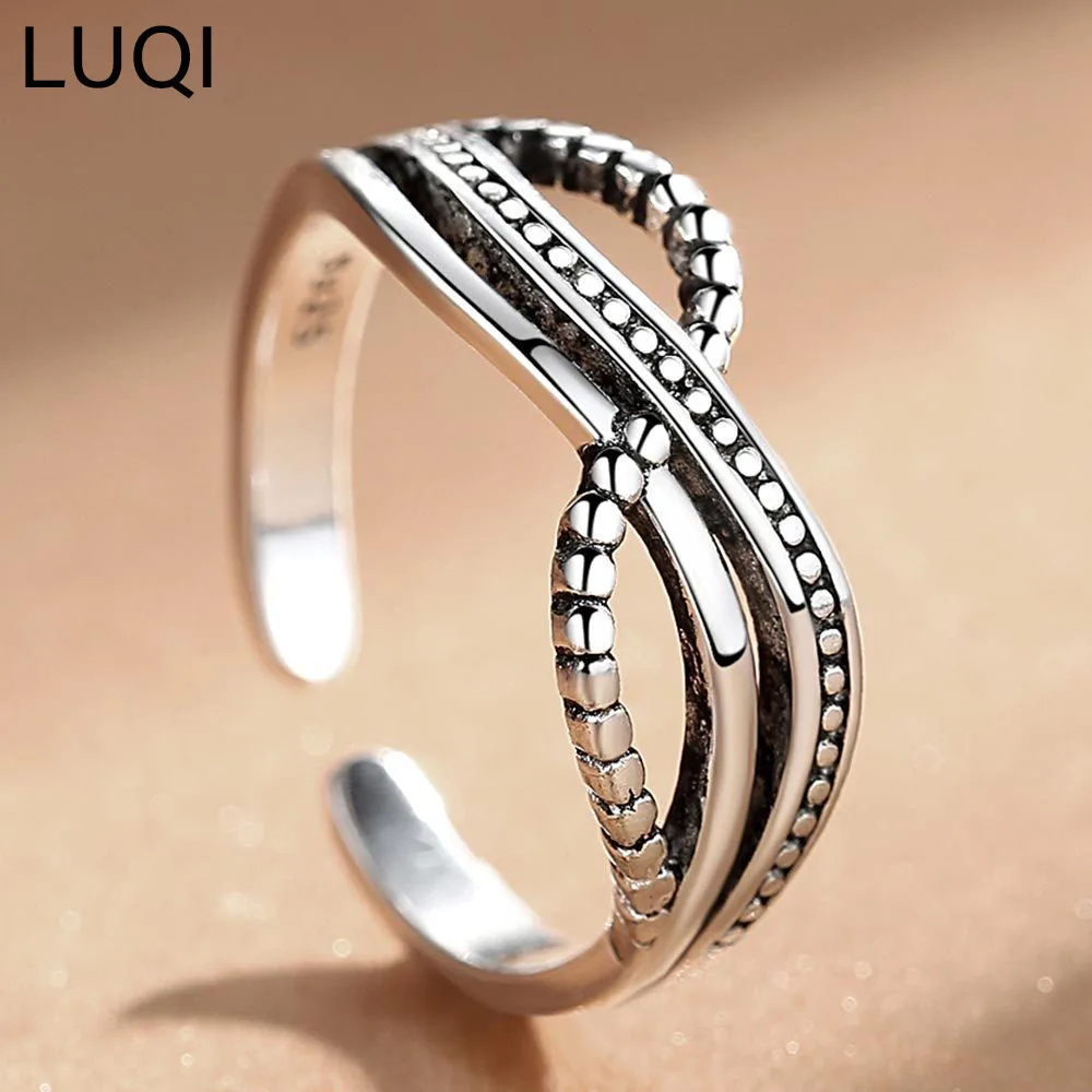 S925 exquisite personality vintage Thai silver 8-shaped adjustable open ring AH080
S925 exquisite personality vintage Thai silver 8-shaped adjustable open ring AH080