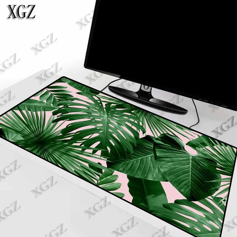 Игровой коврик XGZ с зелеными банановыми листьями большой для клавиатуры и мыши