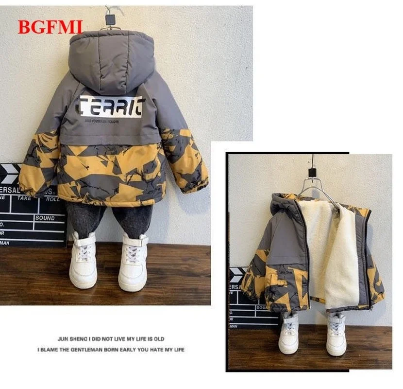 Winter zipper Clothing Baby Patchwork Jackets Warm Camouflage Hooded Boys Windproof Thickened Cotton coat Clothes Plus Velvet
Winter zipper Clothing Baby Patchwork Jackets Warm Camouflage Hooded Boys Windproof Thickened Cotton coat Clothes Plus Velvet