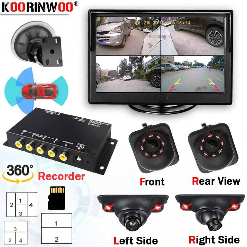 Автомобильный видеорегистратор Koorinwoo 360 с интеллектуальной системой, камера заднего вида/вид спереди/сбоку/слева
Автомобильный видеорегистратор Koorinwoo 360 с интеллектуальной системой, камера заднего вида/вид спереди/сбоку/слева