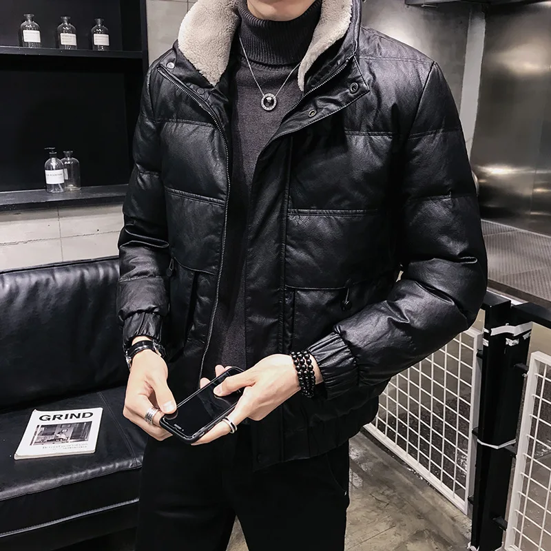 Winter New Men's PU Leather Jacket Korean Slim Fur Collar Thick Cotton Jacket Fashion Business Men Stand Collar Jacket
Winter New Men's PU Leather Jacket Korean Slim Fur Collar Thick Cotton Jacket Fashion Business Men Stand Collar Jacket