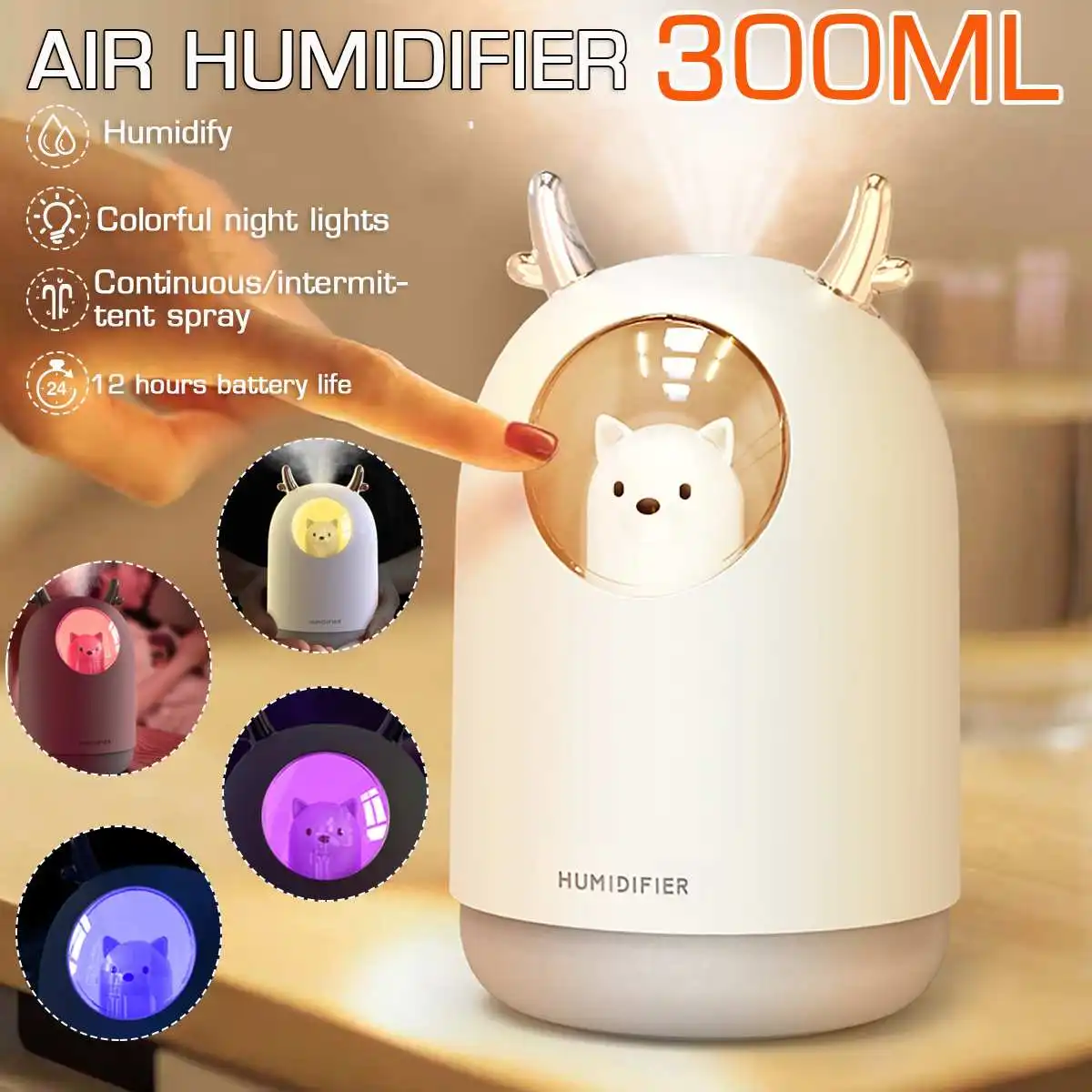 Home Appliances USB Humidifier 300ml Cute Pet Ultrasonic Cool Mist Aroma Air Oil Diffuser Romantic Color LED Lamp Humidificador 
Home Appliances USB Humidifier 300ml Cute Pet Ultrasonic Cool Mist Aroma Air Oil Diffuser Romantic Color LED Lamp Humidificador