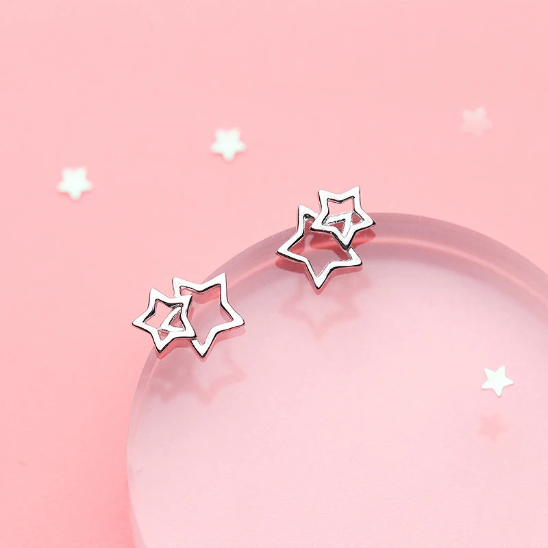 Star Stud Earrings Real 925 Sterling Silver Double Hollow Stars Earrings Simple Jewelry for Women Girls
Star Stud Earrings Real 925 Sterling Silver Double Hollow Stars Earrings Simple Jewelry for Women Girls