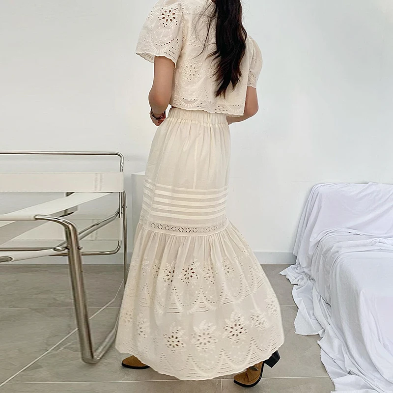 Kimotimo Women 2 Piece Set French Retro Square Collar Hook Flower Hollow Shirt + High Waist Creasing Patchwork Ruffles Skirts
Kimotimo Women 2 Piece Set French Retro Square Collar Hook Flower Hollow Shirt + High Waist Creasing Patchwork Ruffles Skirts