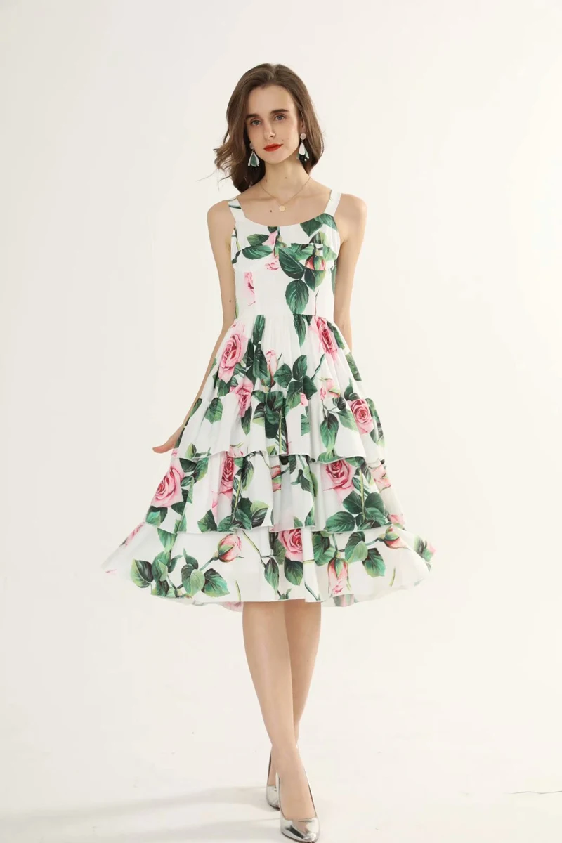 Women's Runway Dresses Spaghetti Straps Tiered Ruffles Sleeveless Floral Printed Fashion High Street Designer Dresses
Women's Runway Dresses Spaghetti Straps Tiered Ruffles Sleeveless Floral Printed Fashion High Street Designer Dresses