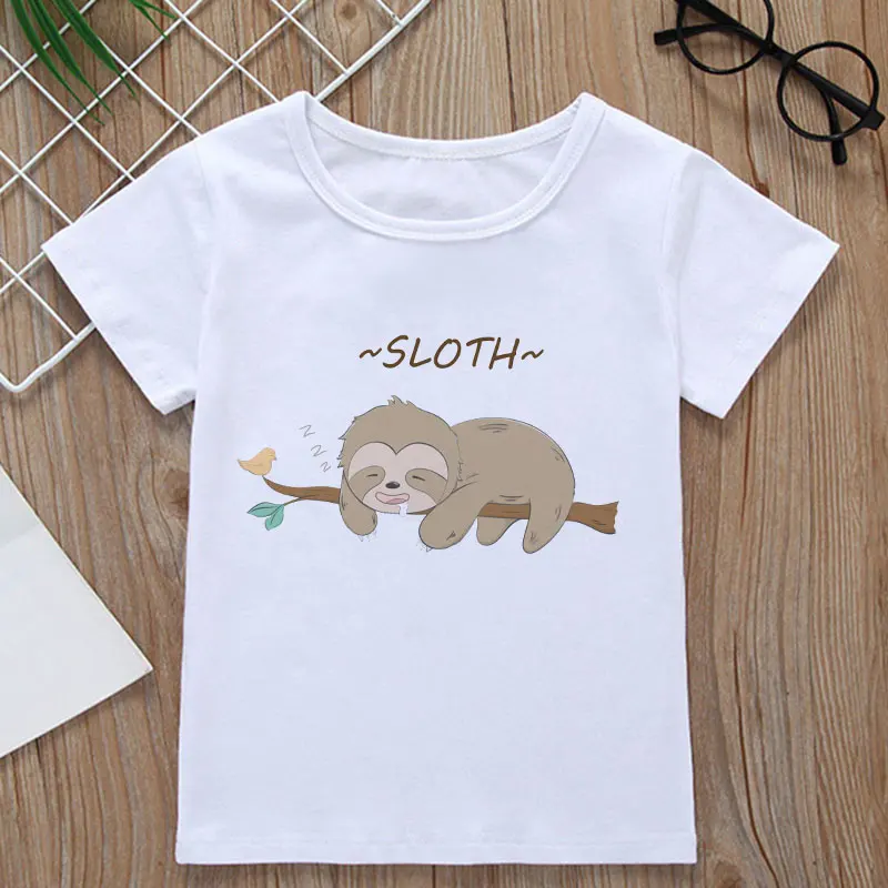Детская футболка милая забавная для девочек рубашка Ленивец детский