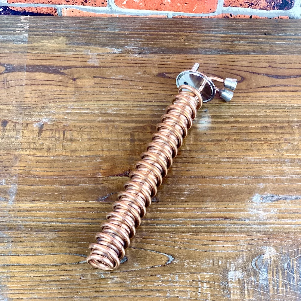 Clamp 2" Copper Double coil Condenser, Dephlegmator, Dimroth, Reflux, Distiller Condenser. 300mm, OD6mm pipe .
Clamp 2" Copper Double coil Condenser, Dephlegmator, Dimroth, Reflux, Distiller Condenser. 300mm, OD6mm pipe .