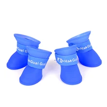 4pcs/Set Waterproof Pet Dog Shoes Blue/Black/Pink Rubber Rain Boots Shoes For Small Dogs Cat S/M/L