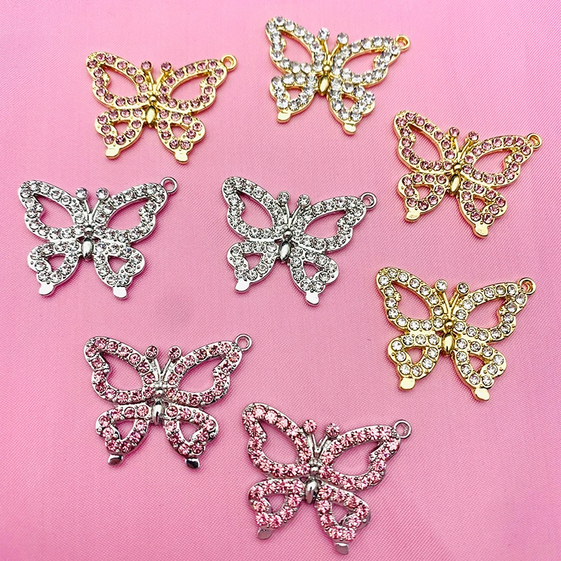 2Pcs/set New Shiny Butterfly Rhinestone Charms Gold Silver Color Hollow Animal Jewelry Accessories Making DIY Earrings Necklaces 
2Pcs/set New Shiny Butterfly Rhinestone Charms Gold Silver Color Hollow Animal Jewelry Accessories Making DIY Earrings Necklaces