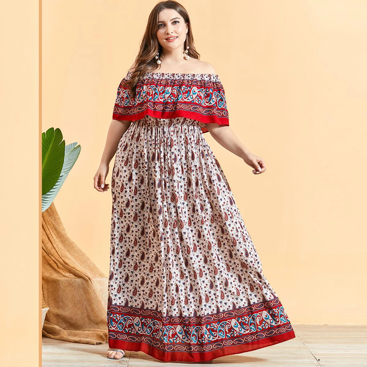 Sexy Off-Shoulder Short Sleeve Women Muslim Dress Printed Ruffles Floral Long Bohemian Dresses Holiday Vestidos Mujer Summer
Sexy Off-Shoulder Short Sleeve Women Muslim Dress Printed Ruffles Floral Long Bohemian Dresses Holiday Vestidos Mujer Summer