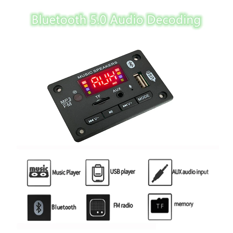 Mp3-плеер декодер плата громкой связи 5 В 12 Bluetooth 0 автомобильный FM-радиомодуль
