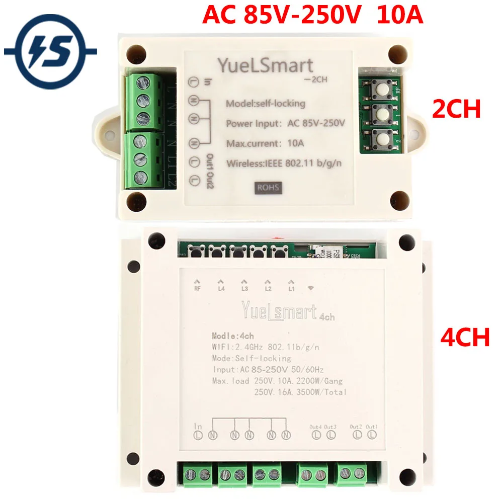 2 4G IoT Беспроводной WI FI интеллигентая (ый) Управление выключатель AC 85V 250V 10A