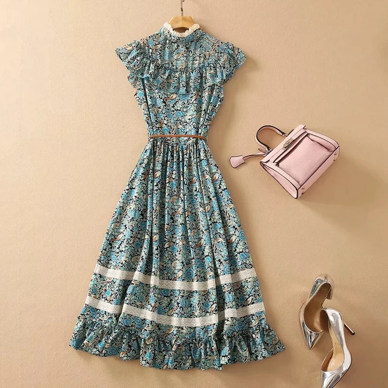 Модные летние дизайнерские взлетно-посадочной полосы Новинка для женщин с рукавом-бабочкой, с цветочным принтом, с поясом, с оборками; Элега...
Модные летние дизайнерские взлетно-посадочной полосы Новинка для женщин с рукавом-бабочкой, с цветочным принтом, с поясом, с оборками; Элега...