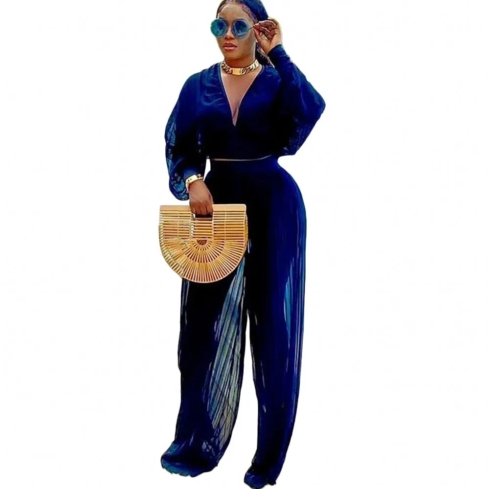 Spring Plus Size Trousers Suit Sexy Women's Solid Color Chiffon See-Through Long-Sleeved Top Loose Straight-Leg Two-Piece Suit
Spring Plus Size Trousers Suit Sexy Women's Solid Color Chiffon See-Through Long-Sleeved Top Loose Straight-Leg Two-Piece Suit