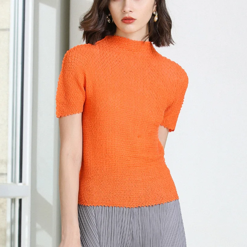 TVVOVVIN New Half High Collar Short Sleeve Thin Slim Pleated T-shirt Summer Simple High Elasticity Casual Tops 2Z3D
TVVOVVIN New Half High Collar Short Sleeve Thin Slim Pleated T-shirt Summer Simple High Elasticity Casual Tops 2Z3D