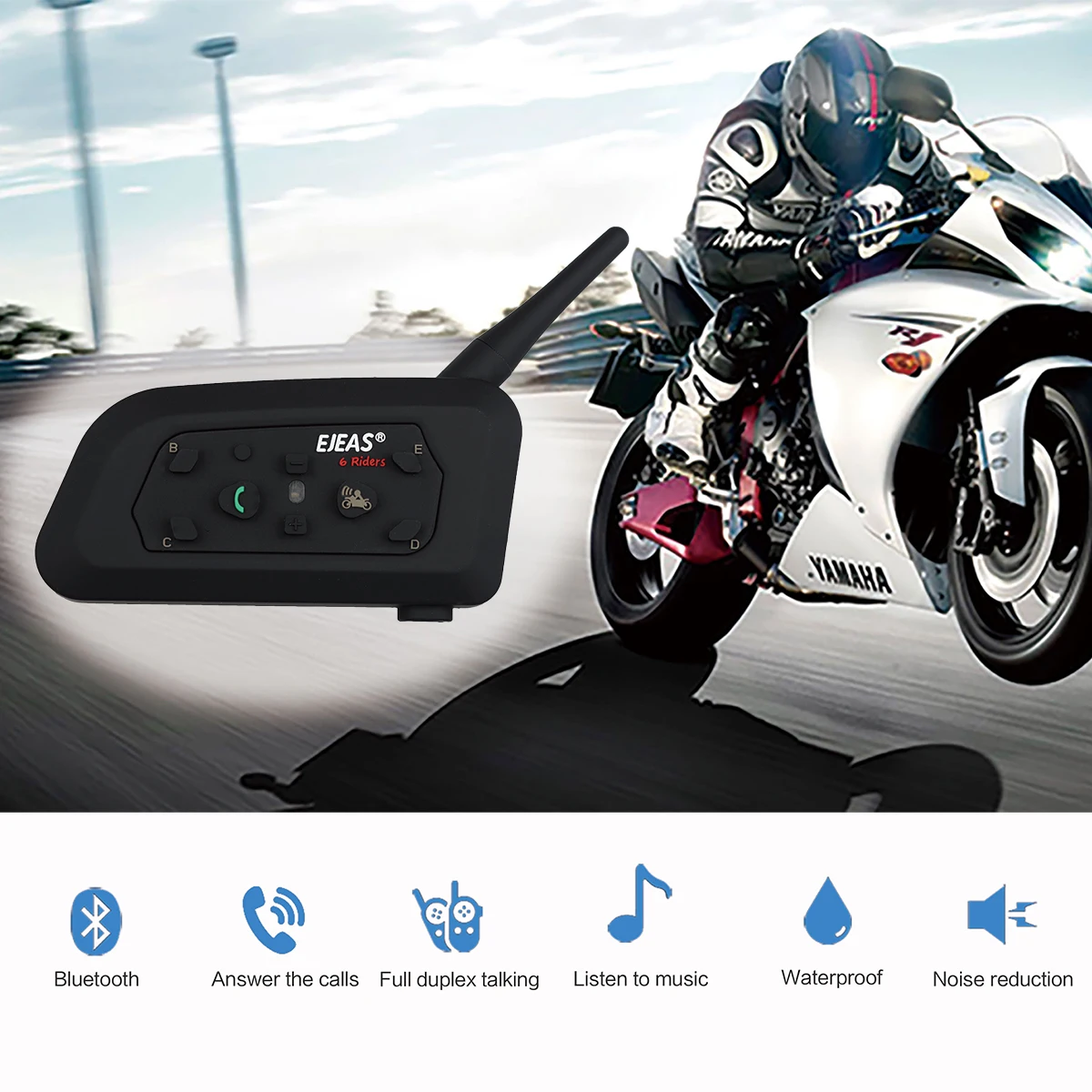 Motorcycle Helmet Wireless Bluetooth Intercom High-power Headset 6 Riders 1200m Waterproof Interphone Moto Car Accessories
Motorcycle Helmet Wireless Bluetooth Intercom High-power Headset 6 Riders 1200m Waterproof Interphone Moto Car Accessories