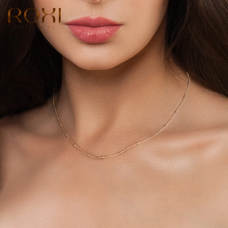 ROXI 2020 Simple Bohemia Bead Chain Necklace Women Female 925 Sterling Silver Necklace Ladies Short Choker Necklace Collier Gift
ROXI 2020 Simple Bohemia Bead Chain Necklace Women Female 925 Sterling Silver Necklace Ladies Short Choker Necklace Collier Gift