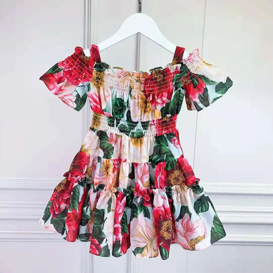2021 new summer girls flower print one shoulder suspender dress brand children's wholesale
2021 new summer girls flower print one shoulder suspender dress brand children's wholesale