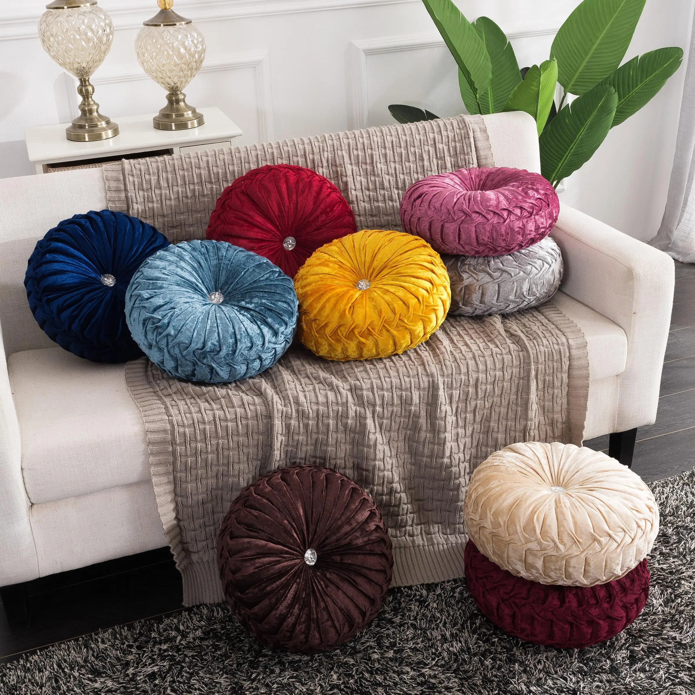 7 Pastoral Style Pumpkin Round Seat Cushion/Back Cushion or as Sofa pillow Velvet Fabric 35x35cm 9 Colors
7 Pastoral Style Pumpkin Round Seat Cushion/Back Cushion or as Sofa pillow Velvet Fabric 35x35cm 9 Colors