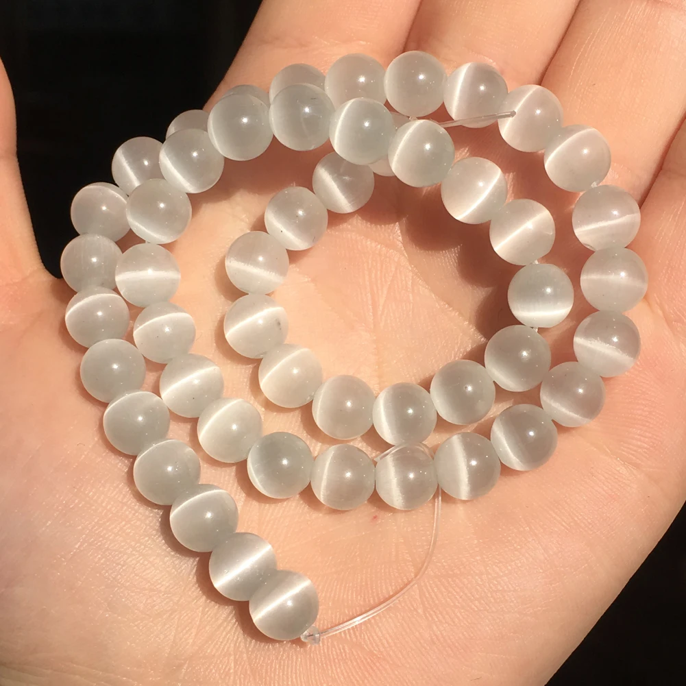 Natural Stone Beads White Cat Eye Round Spacer Beads for Jewelry Making DIY Bracelet Necklace 4-12mm Glass String Beads 15''
Natural Stone Beads White Cat Eye Round Spacer Beads for Jewelry Making DIY Bracelet Necklace 4-12mm Glass String Beads 15''