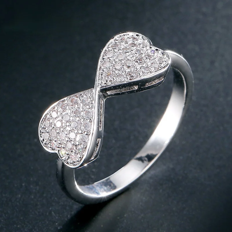 Classic Design Double Love Bow Ring Simple Set AAA Zircon Women's Silver Plated Ring Bohemian Style Women's Engagement Jewelry
Classic Design Double Love Bow Ring Simple Set AAA Zircon Women's Silver Plated Ring Bohemian Style Women's Engagement Jewelry