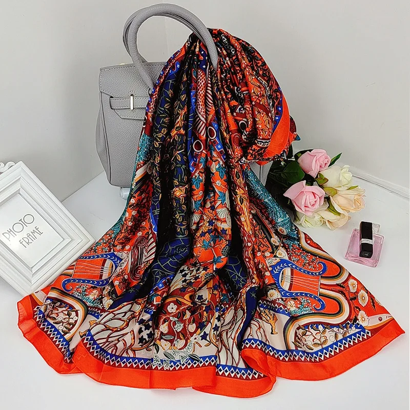 2021 Summer Satin Beach Towel Female Silk Scarf New Print Sunscreen Bandana Fashion High-Grade Kerchief Popular 180X90CM Shawl
2021 Summer Satin Beach Towel Female Silk Scarf New Print Sunscreen Bandana Fashion High-Grade Kerchief Popular 180X90CM Shawl