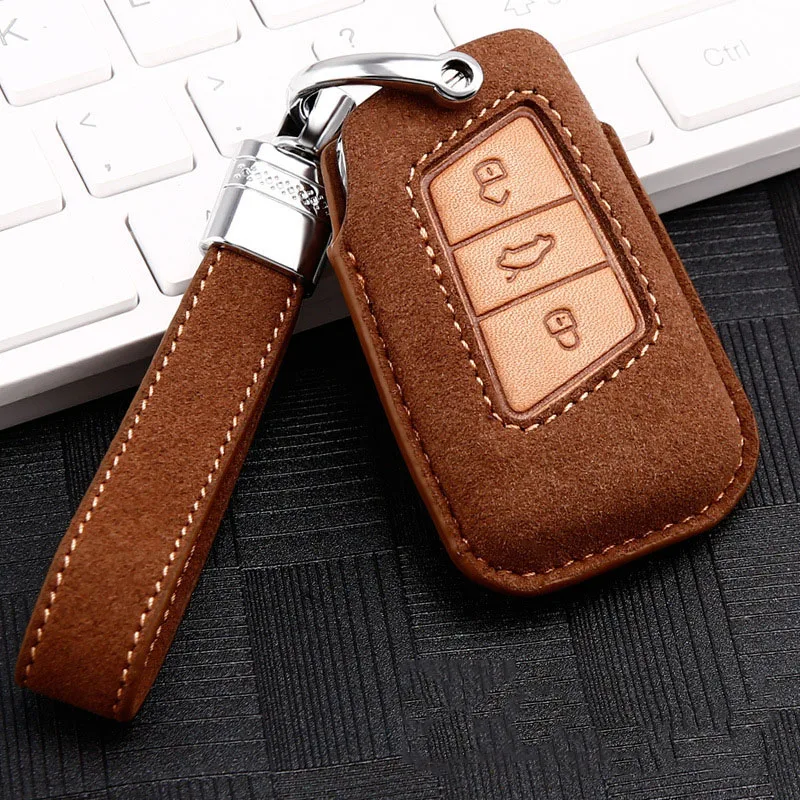 Кожаный чехол для ключа автомобиля VW Volkswagen Magotan Passat B8 Skoda Superb Kodiaq A7 Smart Remote Fob