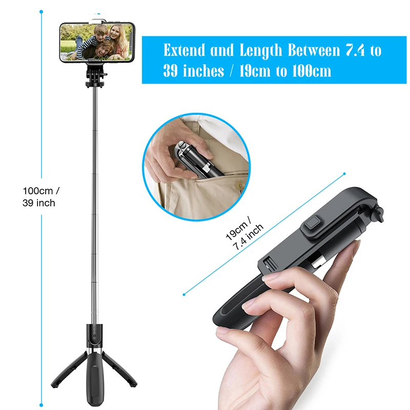 Wireless Bluetooth Selfie Stick With Shutter For Mobile Phone Gopro Action Camera Telescopic Phone Tripod For Live Stream Party
Wireless Bluetooth Selfie Stick With Shutter For Mobile Phone Gopro Action Camera Telescopic Phone Tripod For Live Stream Party