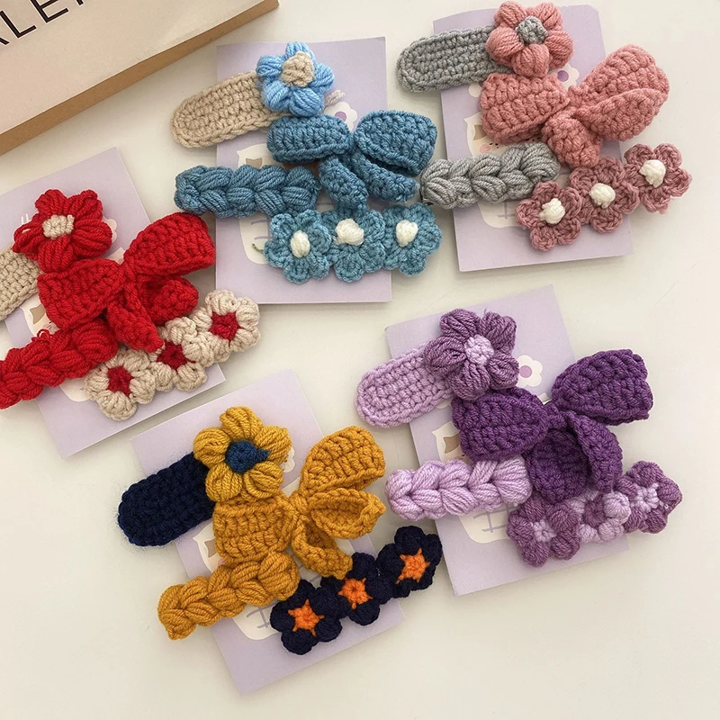 Autumn Winter 4Pcs/Set Adorable Colorful Acrylic Knitted Bowknot Flower Hair Clip Hairpin For Women Kids Hair Accessories
Autumn Winter 4Pcs/Set Adorable Colorful Acrylic Knitted Bowknot Flower Hair Clip Hairpin For Women Kids Hair Accessories