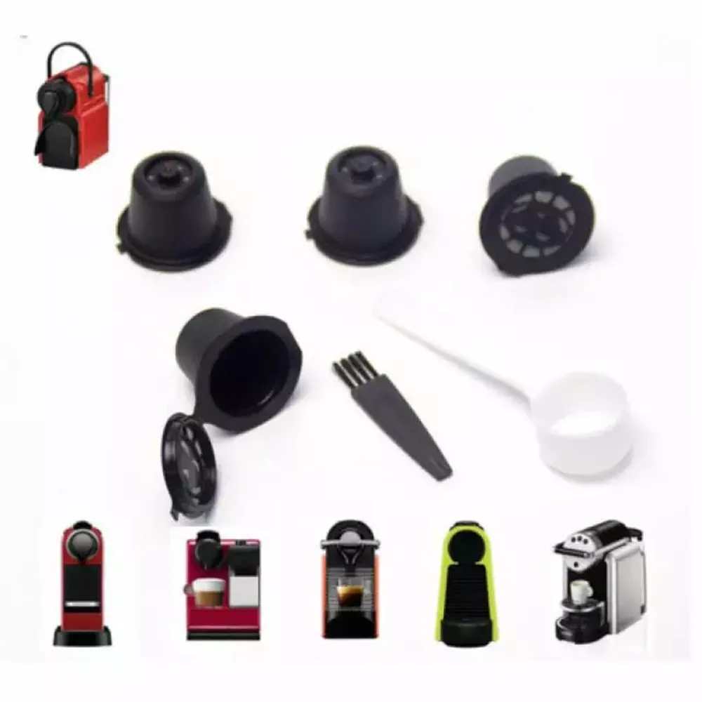 4x Refillable Reusable Coffee Capsule Cup For Nespresso Machines Spoon With Spoon Brush Kitchen Accessories
4x Refillable Reusable Coffee Capsule Cup For Nespresso Machines Spoon With Spoon Brush Kitchen Accessories