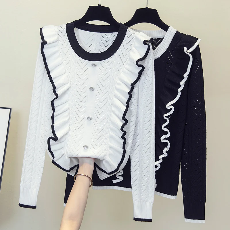 4XL plus size women fashion ruffle kintting sweater pullover autumn winter 2021 long sleeve o neck button Oversized sweaters
4XL plus size women fashion ruffle kintting sweater pullover autumn winter 2021 long sleeve o neck button Oversized sweaters
