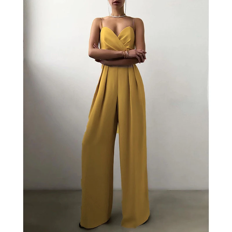 Sexy Deep V Neck Solid Jumpsuits Women Strap High Waist Long Rompers 2021 Summer Elegant Green Yellow Jumpsuit Female LD2055
Sexy Deep V Neck Solid Jumpsuits Women Strap High Waist Long Rompers 2021 Summer Elegant Green Yellow Jumpsuit Female LD2055