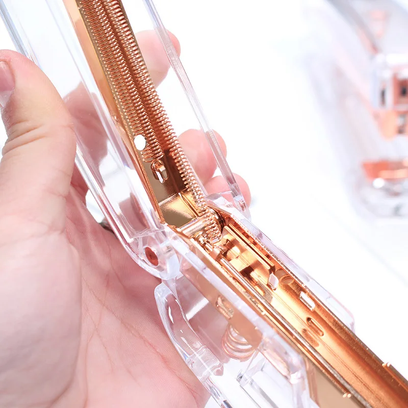 Hot Sale Rose Gold High-grade Transparent Plastic Stapler Office Study Binding Machine
Hot Sale Rose Gold High-grade Transparent Plastic Stapler Office Study Binding Machine