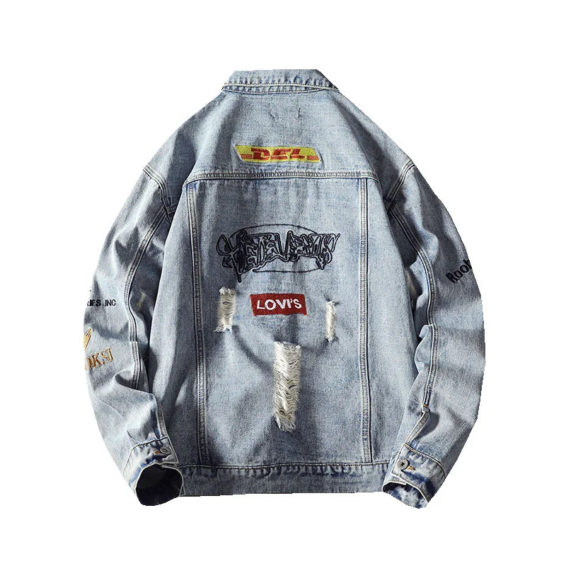 Fashion Harajuku Jeans Jacket Men Streetwear Outerwear Coat Hip hop Clothing Male High Quality Denim Jacket Bomber Jacket blue
Fashion Harajuku Jeans Jacket Men Streetwear Outerwear Coat Hip hop Clothing Male High Quality Denim Jacket Bomber Jacket blue