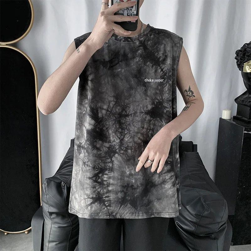 Tie Dye Print Sleeveless Tank Tops O Neck Men T Shirt Casual High Quality 2022 Summer Fashion Hip Hop Black Basketball Clothing
Tie Dye Print Sleeveless Tank Tops O Neck Men T Shirt Casual High Quality 2022 Summer Fashion Hip Hop Black Basketball Clothing