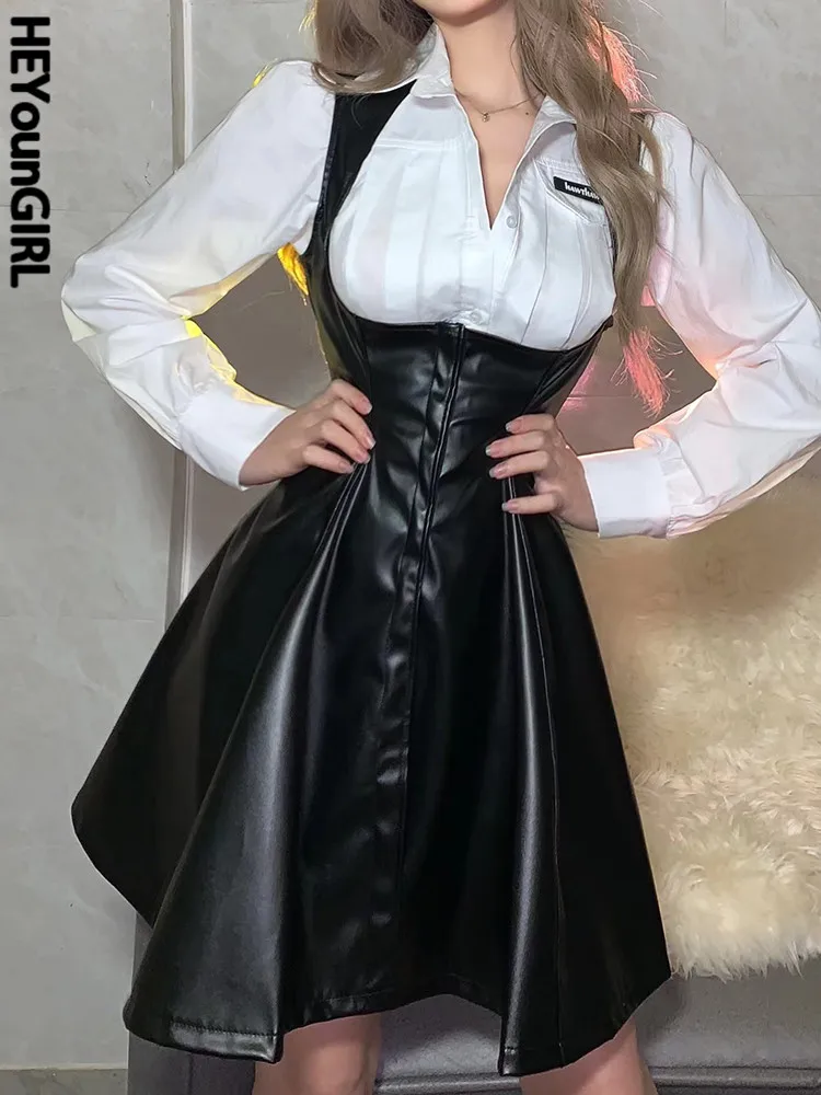 Женское ТРАПЕЦИЕВИДНОЕ ПЛАТЬЕ HEYounGIRL из ПУ кожи, уличное стильное платье без рукавов на пуговицах в стиле панк Харадзюку, одежда в готическо...
Женское ТРАПЕЦИЕВИДНОЕ ПЛАТЬЕ HEYounGIRL из ПУ кожи, уличное стильное платье без рукавов на пуговицах в стиле панк Харадзюку, одежда в готическо...