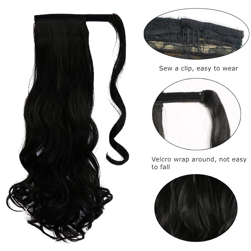 

CHARMING Long Curly Clip In Hair Tail False Sport Hair Ponytail Hairpiece With Hairpins Synthetic Hair Pony Tail Hair Extension