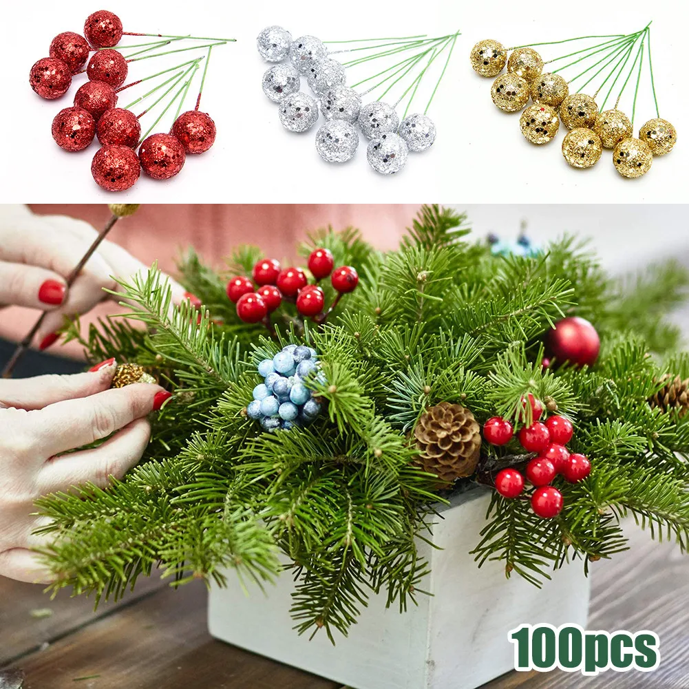 100PCS Artificial Flower Fruit Stamens Cherry Christmas Pearl Berries With Sequins Wedding DIY Craft Gift Box Decorated Wreath
100PCS Artificial Flower Fruit Stamens Cherry Christmas Pearl Berries With Sequins Wedding DIY Craft Gift Box Decorated Wreath