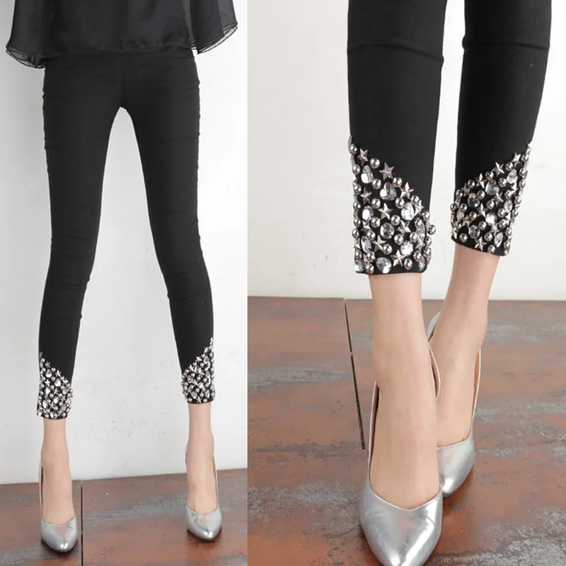 2020 Summer New Cool Black Hand-Stitched Rhinestone Pants All-match Large Size Wear Leggings Thin Women's Pants Black Leggings
2020 Summer New Cool Black Hand-Stitched Rhinestone Pants All-match Large Size Wear Leggings Thin Women's Pants Black Leggings