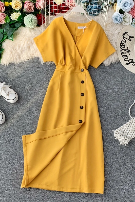 2021 Vintage Slim V Neck Button Dresses Summer Midi Long Dress Vestido De Festa Party Evening Women Casual Elegant Vestidos
2021 Vintage Slim V Neck Button Dresses Summer Midi Long Dress Vestido De Festa Party Evening Women Casual Elegant Vestidos