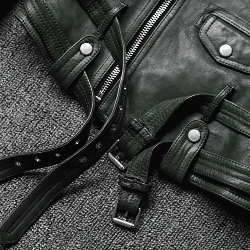 High Quality Turn-Down Collar Sheepskin Motorcycle Genuine Leather Jacket Mens Slim Adjustable Waist Sequined Real Leather Coat
High Quality Turn-Down Collar Sheepskin Motorcycle Genuine Leather Jacket Mens Slim Adjustable Waist Sequined Real Leather Coat