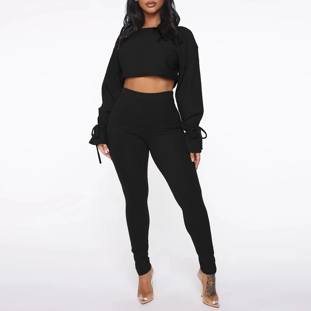 Women 2pcs Long Sleeve Clothes set Knit Fashion Round Neck Short Top High Waist Leggings Fitness Daily Casual Wear
Women 2pcs Long Sleeve Clothes set Knit Fashion Round Neck Short Top High Waist Leggings Fitness Daily Casual Wear