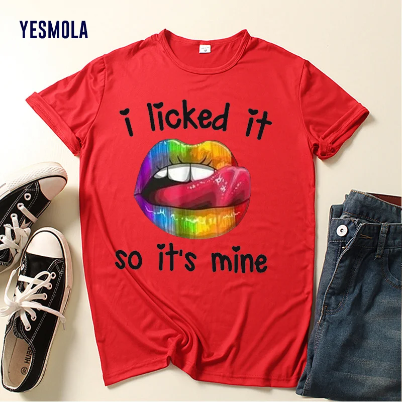 YESMOLA Color Lip Print Women Top I Licked It So It's Mine Casual Female Short-sleeved Sexy Round Neck Oversized T-shirt
YESMOLA Color Lip Print Women Top I Licked It So It's Mine Casual Female Short-sleeved Sexy Round Neck Oversized T-shirt